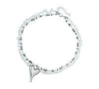 YiNLuax Stylish Adjustable Natural Multicolor Stone Necklace Heart Pendant Clavicle Chain Lightweight Alloy Jewelry