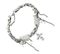 YiNLuax Stylish Clavicle Chain Adjustable Choker With Angelic Wing And Crucifix Charm Handmade Jewelry For Girls And Women Festival Party Jewelry