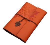 YiNLuax Vintage Notebook with 160 Pages Unlined PU Leather Journal Leaf Pendant Refillable 6 Rings Binder Notebook for Men