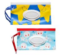 Yinluluna 2 Pack Wipes Dispenser, Portable Wipe Container with Hanging Loop, Refillable Wet Wipes Pouch for Hiking, Traveling, Outdoor Outing or Camping (Stars)