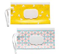 Yinluluna 2 Pack Wipes Dispenser, Portable Wipe Container with Hanging Loop, Refillable Wet Wipes Pouch for Hiking, Traveling, Outdoor Outing or Camping (Heart & Orchid)