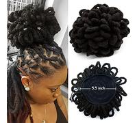 Yinmei Baibian Dreadlocks Bun Afro Puff Cord Ponytail Chignon Nu Locs Braids Bun Hairpiece Clip Synthetic in Hair Extensions for Black Women 2#