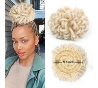 Yinmei Baibian Locos 613 Ponytail Braided Blonde Afro Locs Knot Cord Dreadlock Hairpiece for Black Women Puff Chignon Faux Locs Synthetic Clip in Hair Extensions