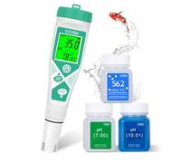 YINMIK Marine Tank Salinity Tester, Digital Aquarium Salinity Meter, Simultaneous Display Salt pH TDS for Koi Pond, Reef Tank, Saltwater Fish Tank, Hydroponic PPM pH EC Hydrometer Reader