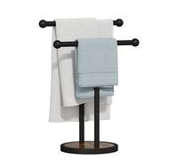 YINMIT Hand Towel Stand with Heavy Wood Base, Free Standing Towel Rack Double T-Shape Hand Towel Holder for Bathroom, Countertop Towel Holder for Bathroom, Kitchen, Countertop Vanity