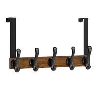 YINMIT Over The Door Hooks, Wood Door Towel Rack with 5 Hooks for Hanging