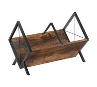 YINMIT Vinyl Record Holder, 80-100 LP Vinyl Record Storage Rack, Quick Assembly Vinyl Record Display, Retro Style Organizer for Magazine, Book, Files, Albums (Rustic Brown, 1 Tier)