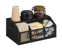 YINMIT Wood Coffee Bar Organizer for Coffee Pods,Syrup,Cups,Black