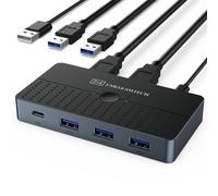 YINNCEEN 5Gbps USB 3.0 Switch - 2 Computers Share 4 USB Devices, Peripheral Adapter for PC Printer Scanner Mouse Keyboard, KVM Compatible With Mac/Windows/Linux