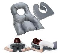 Yinnhom Face Down Pillow Patients, Height Adjustable Stand & 1 Chest Pads, Breathe Easy Home Massage, Reversible Face Down Stomach Sleeper-Pillow After Eye Surgery (Gray)