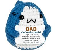 YINNORE Shark Gifts for Dad from Daughter Son, Fathers Day Birthday Gifts for Dad, Positive Animals Crochet I Love You, Thank You Presents for Daddy Papa