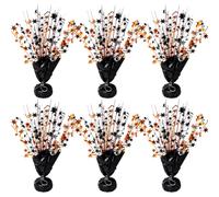 YinNorth 6 Pack Halloween Table Decoration Metallic Foil Spray Fall Centerpiece Star Brust Glitter Table Topper Decor for Birthday Thanksgiving Autumn Harvest Party Supplies Black Orange Red