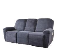 YINOW 8-Pieces Recliner Chair Covers Velvet Sofa Slipcovers Navy Blue Stretch Slipcovers for 3 Seater Recliners with Arms
