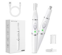Yinowt Eyebrow Trimmer, 2 in 1 Professional Painless Electric Eyebrow Razor for Women Men, Rechargeable Eyebrow with Comb, Ear & Nose Hair Trimmer, No Pulling Sensation, White