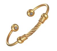 YINOX Super Strong Magnetic Copper Bracelet for Men and Women, Classic Open Handmade Bracelet, Includes 4 NdFeB Magnets and Gift Box (6.5 Inch) (Gold)