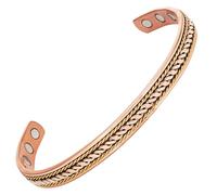 YINOX Super Strong Magnetic Copper Bracelet for Men Women, Classic Indian Woven Handmade Bracelet, Includes 6 Oversized NdFeB Magnets + 1 Infrared + 1 Tourmaline (6.5 Inch) (A)