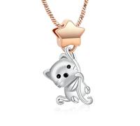 Yinplsmemory Cat Urn Necklace for Ashes Pet Cremation Jewelry with Star Memorial Animal Stainless Steel Pendant Ashes Keepsakes Jewelry, Stainless Steel, No Gemstone
