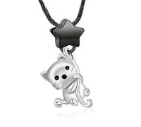 Yinplsmemory Cat Urn Necklace for Ashes Pet Cremation Jewelry with Star Memorial Animal Stainless Steel Pendant Ashes Keepsakes Jewelry, Stainless Steel, No Gemstone