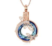 Yinplsmemory Circle of Life Cremation Jewelry Dragonfly Urn Necklaces for Ashes for Women Memorial Ashes Keepsake Necklace Urn for Human Pet, Stainless Steel, No Gemstone