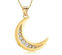 Yinplsmemory Cremation Jewelry Crescent Moon Urn Ashes Necklace for Women Men Memorial Human Pet Ashes Holder Pendant Necklace, Stainless Steel, No Gemstone