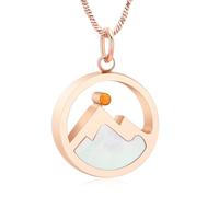 Yinplsmemory Cremation Mustard Seed Urn Necklace for Ashes for Women Stainless Steel Mountain Ashes Keepsake Necklace of Loved One, S, Stainless Steel, No Gemstone