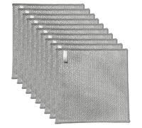 YinQin 10 PCS Three Layer Stainless Steel Wire Cleaning Cloth Non Scratch Metal Mesh Washcloth Hanging Design Reusable Triple Layer Metallic Wire Dishcloth Rag for Kitchen Cookware Sink Dish Stove Top