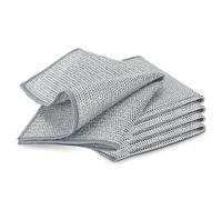YinQin 5 PCS Double Layer Stainless Steel Scrubber Wire Dishwashing Cloth Non Scratch Stainless Steel Mesh Dish Cleaning Cloth 20x20 cm Metallic Wire Cleaning Rag Towel for Kitchen Dish Sink Stove Top