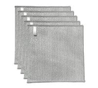 YinQin 5 PCS Triple Layer Stainless Steel Scrubber Wire Cleaning Cloth 20x20 cm Non Scratch Steel Mesh Dishwashing Cloths Multipurpose 3-Layer Metallic Wire Dish Rags Towel for Kitchen Sink Stove Top