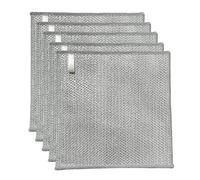 YinQin 5 PCS Triple Layer Stainless Steel Wire Dishwashing Cloths 20x20 cm Hanging Non-Scratch Steel Mesh Cleaning Cloth Multipurpose 3-Layer Metallic Wire Dish Rag Towel for Kitchen Sink Stove Top
