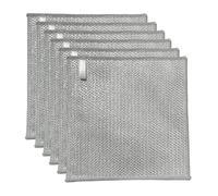 YinQin 6 PCS Three Layer Stainless Steel Wire Cleaning Cloths Non Scratch Metal Mesh Washcloth Hanging Design Reusable Triple Layer Metallic Wire Dishcloth Rag for Kitchen Cookware Sink Dish Stove Top