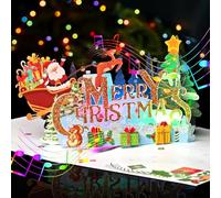 Yinqing Merry Christmas Cards, Light and Music Christmas Card, 3D Pop Up Christmas Greeting Card for Women Men Kids Husband Wife Mom Dad Daughter