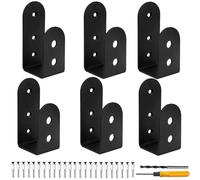 Yinrikom 6Pcs Door Barricade Brackets,U Shaped Bar Security Door Locks Brackets,for House Garage Barn Shed Gate Door Reinforcement, Fits 2 x 4 Lumber