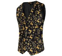 YINROM Christmas Waistcoat Mens Chrismas Suit Vest Funny Christmas Waistcoat Mens Festive Happy Snowflower Santa Xmas Waistcoats Mens V Neck Sleeveless Button Slim Party Dress Waistcoats with Pocket