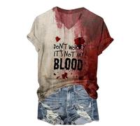 YINROM Halloween T-Shirt: Bloody Problem Solved - Short Sleeve, I'm Fine, It's Not My Blood