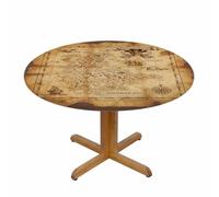YINRON Pirate Treasure Map Round Tablecloth Ruined Old Parchment Waterproof Oil-Proof Table Cover Table Cloth for Indoor Dining, Outdoor Picnic Parties, Camping,Fits for Table 40-44"
