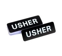 YINSHCO 12 Pcs Magnetic Usher Name Tag for Church, Acrylic Usher Badge Name Tag with Magnet Reusable, Round Corner Usher Name Badge Bulk for Office School Gatherings, 1x3 Inch (Black)