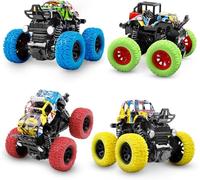 YINSHENG Monster Truck, 4pcs Inertia Toy Cars 360° Rotation Friction Powered Off-road Vehicles Pull back car Christmas Birthday Gifts for 3/4/5/6 Years Old Toddlers Boys Girls