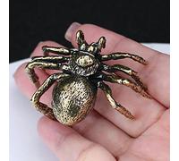 YINSHIU Brass Spider Figurine Creative Vintage Brass Animal Tarantula Wealth Sculpture for Home Office Zen Garden Ornament
