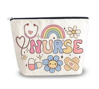 YINSSA Nurse Gifts For Women Nurse Appreciation Gifts Makeup Bag Nurses Week Gift for Nursing Graduates Medical Assistant Birthday Certified Nurses Day Gifts For Work Travel Cosmetic Bag, White
