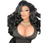 YINSUCDS Silicone Breastplate Halfbody Fake Breast Forms High Neck Breasts Crossdresser C-G Cup for Drag Queen Cosplay, Color 3, D Cup Liquid Gel Filler