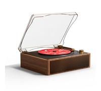 Yintiny All-in-One CD Phonograph with Bluetooth 5.4, HIFI Sound Quality, Wireless Connectivity, USB Playback, Wood Grain Design, Brown