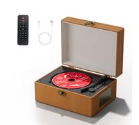 Yintiny Brown Leather CD player With Speakers For Home Decor