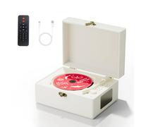 Yintiny Rechargeable Leather CD Player with Speakers, Bluetooth Transmitter, Festival Gift, BGM Player for Home Decor.