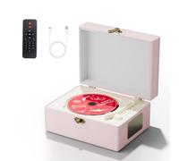 Yintiny Time Music Box CD Player with Speakers; Bluetooth Transmitter; Festival Gift; BGM Player for Home Decoration (Pink)