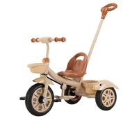 YINTMI Children Folding Tricycle, Suitable from 10 Months - 6 Years Baby, Large Baby Stroller, Pushchair, Lightweight Pedal Bike, Walking Bike, Hand Push Lightweight Deluxe Wheel (Champagne)