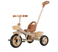 YINTMI Children Folding Tricycle, Suitable from 10 Months - 6 Years Baby, Large Baby Stroller, Pushchair, Lightweight Pedal Bike, Walking Bike, Hand Push Classic Foam Wheel (Champagne)