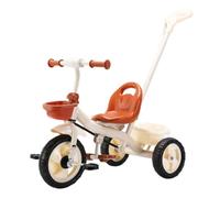 YINTMI Children Folding Tricycle, Suitable from 10 Months - 6 Years Baby, Large Baby Stroller, Pushchair, Lightweight Pedal Bike, Walking Bike, Hand Push Classic Foam Wheel (Beige)