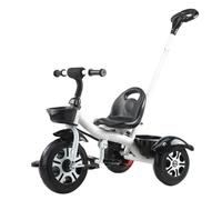 YINTMI Children Folding Tricycle, Suitable From 10 Months - 6 Years Baby, Large Baby Stroller, Pushchair, Lightweight Pedal Bike, Walking Bike, Hand Push Explosion-proof Titanium Air Wheel (White)