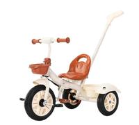 YINTMI Children Folding Tricycle, Suitable from 10 Months - 6 Years Baby, Large Baby Stroller, Pushchair, Lightweight Pedal Bike, Walking Bike, Hand Push Lightweight Deluxe Wheel (Beige)