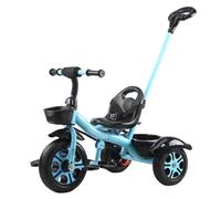 YINTMI Children Folding Tricycle, Suitable from 10 Months - 6 Years Baby, Large Baby Stroller, Pushchair, Lightweight Pedal Bike, Walking Bike, Hand Push Lightweight Deluxe Wheel (Blue)